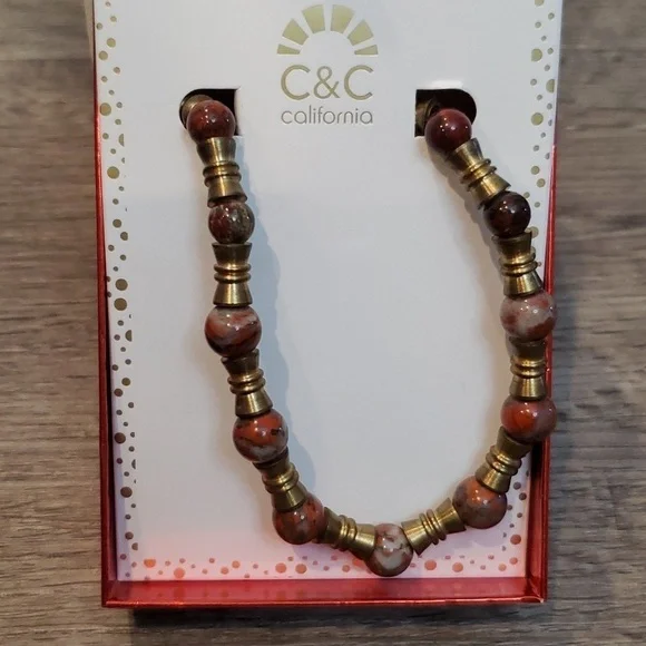 🦋NIB TIGER EYE BRASS NECKLACE